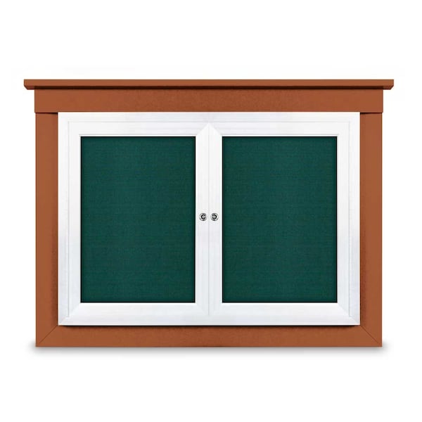24"x36" 1-Door Enclosed Letterboard, Blue Felt/Lt Oak